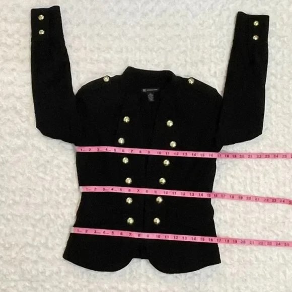 90's Retro Vintage Black Jacket with Gold Buttons - Picture 4 of 9